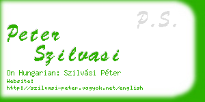 peter szilvasi business card